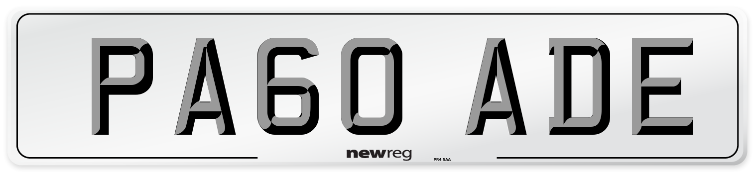 PA60 ADE Number Plate from New Reg